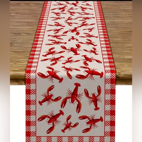 Other - Crawfish Boil Table Runner Lobster Seafood Boil Theme Plaid Dining Home Decor